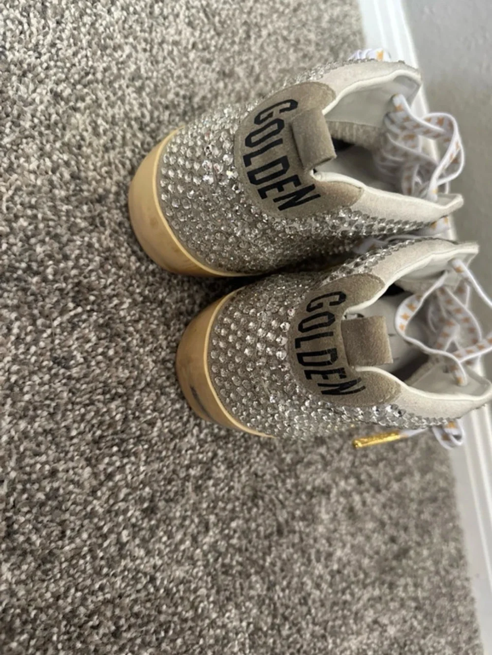 Golden Goose Silver Crystal High-Top Sneakers